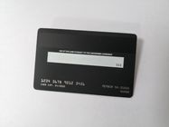Czarne metalowe wizytówki z błyszczącym panelem do podpisu z nadrukiem UV