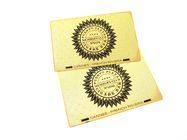 Jednostronna metalowa karta członkowska Platerowana stalą szlachetną Pozłacane złoto poprzez logo Wytrawianie Tekst Sitodruk Kolor wydruku